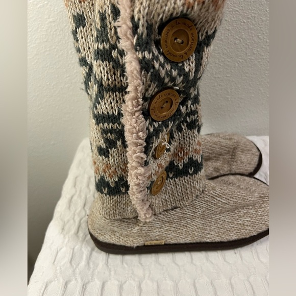 Muk Luks A La Mode Sweater Knit Boots Slippers Slouchy Warm Cozy Women's Size 9 - Picture 6 of 8
